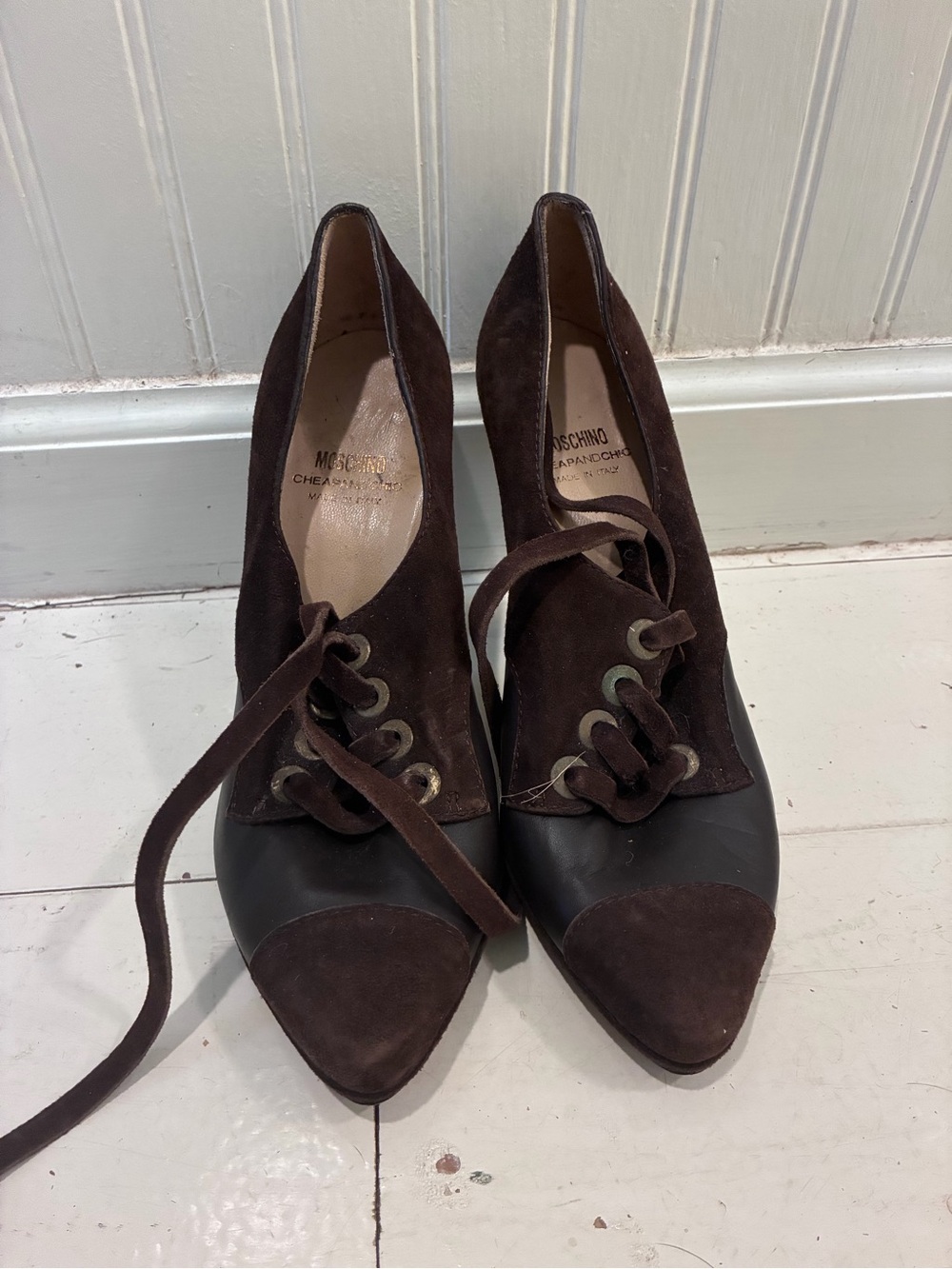 Vintage Moschino Cheap and Chic Pair of Lace-Up Pumps